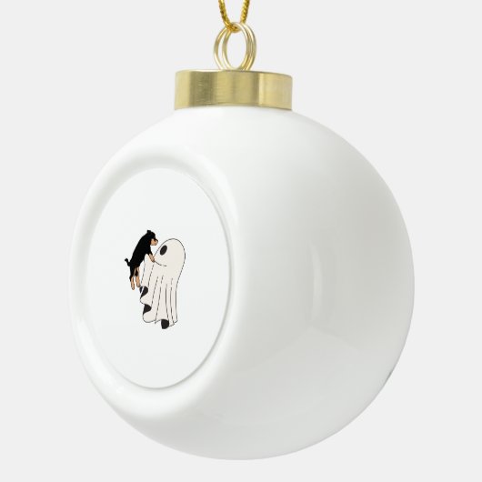 Boo Dog Halloween Dog Spooky Keramische Bal Ornament (Rechts)