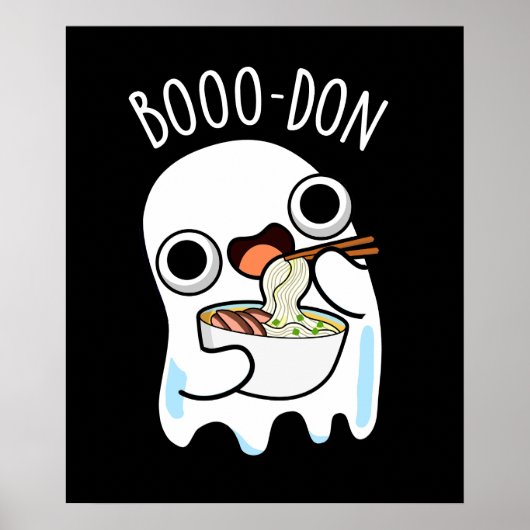 Boo-don Funny Ghost Udon Pun Dark BG Poster (Voorkant)