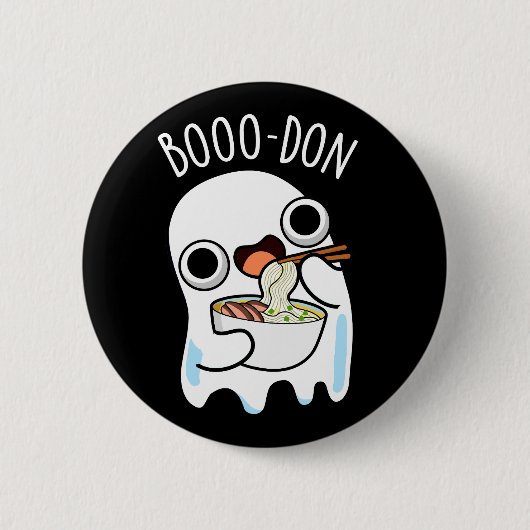 Boo-don Funny Ghost Udon Pun Dark BG Ronde Button 5,7 Cm (Voorkant)
