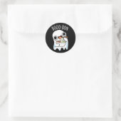 Boo-don Funny Ghost Udon Pun Dark BG Ronde Sticker (Tas)