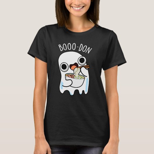 Boo-don Funny Ghost Udon Pun Dark BG T-shirt (Voorkant)