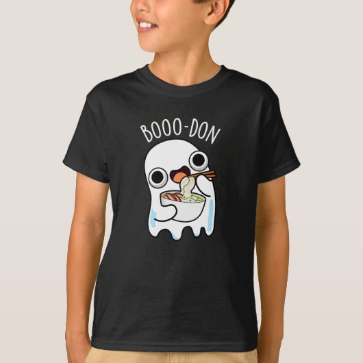 Boo-don Funny Ghost Udon Pun Dark BG T-shirt (Voorkant)