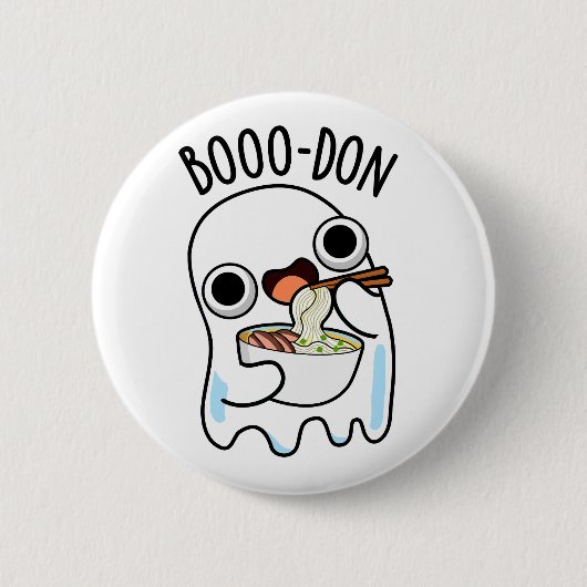 Boo-don Funny Ghost Udon Pun Ronde Button 5,7 Cm (Voorkant)