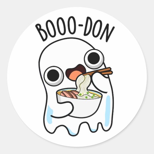 Boo-don Funny Ghost Udon Pun Ronde Sticker (Voorkant)