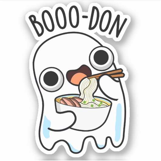 Boo-don Funny Ghost Udon Pun Sticker (Voorkant)