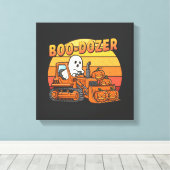 Boo Dozer Geest Grappig Halloween Canvas Afdruk (Insitu (Houten vloer))