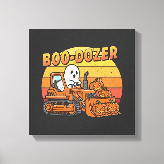 Boo Dozer Geest Grappig Halloween Canvas Afdruk (Voorkant)