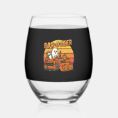 Boo Dozer Ghost Funny Halloween Wijnglas Zonder Voet (Voorkant)