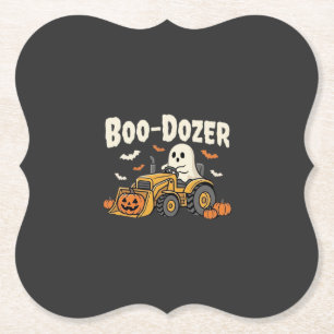 Boo-Dozer Halloween Geest Bulldozer Ontwerp_1 Kartonnen Onderzetters