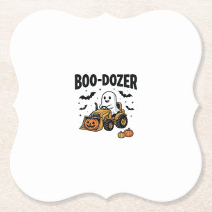 Boo-Dozer Halloween Geest Bulldozer Ontwerp_1 Kartonnen Onderzetters
