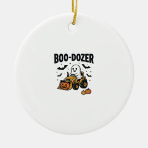 Boo-Dozer Halloween Geest Bulldozer Ontwerp_1 Keramisch Ornament
