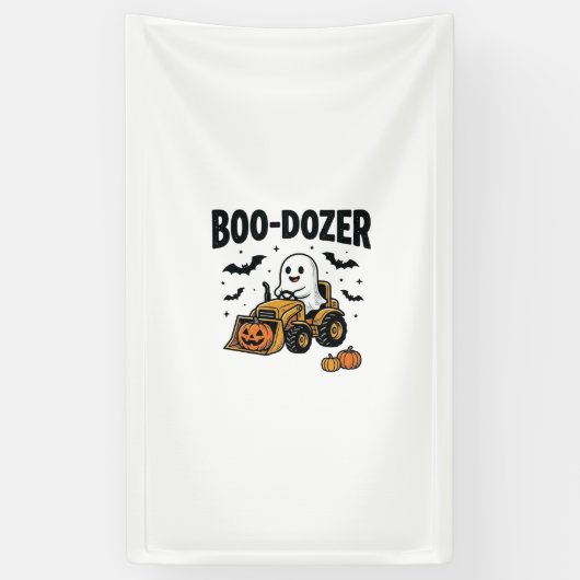 Boo-Dozer Halloween Geest Bulldozer Ontwerp_1 Spandoek (Verticaal)