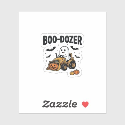 Boo-Dozer Halloween Geest Bulldozer Ontwerp_1 Sticker (Vel)
