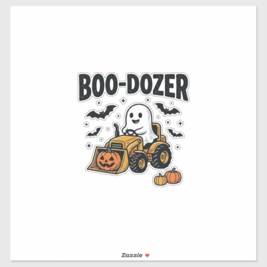 Boo-Dozer Halloween Geest Bulldozer Ontwerp_1 Sticker (Vel)