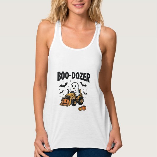 Boo-Dozer Halloween Geest Bulldozer Ontwerp_1 Tanktop (Voorkant)