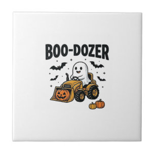 Boo-Dozer Halloween Geest Bulldozer Ontwerp_1 Tegeltje