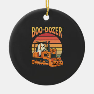 Boo-Dozer Halloween Geest Pompoen Bulldozer Keramisch Ornament