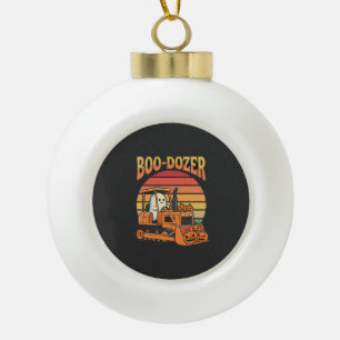Boo-Dozer Halloween Geest Pompoen Bulldozer Keramische Bal Ornament
