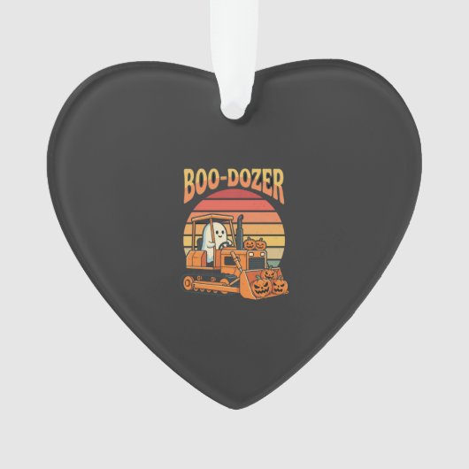Boo-Dozer Halloween Geest Pompoen Bulldozer Ornament (voorkant)