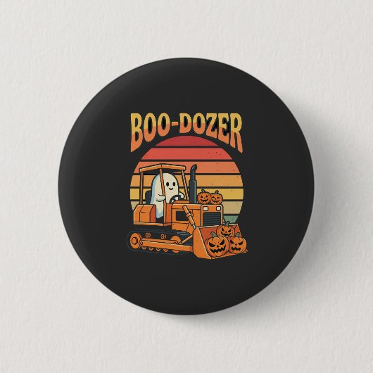 Boo-Dozer Halloween Geest Pompoen Bulldozer Ronde Button 5,7 Cm (Voorkant)