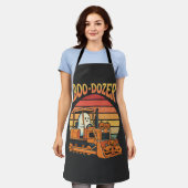 Boo-Dozer Halloween Geest Pompoen Bulldozer Schort (Gedragen)
