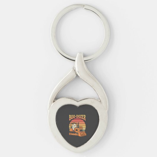 Boo-Dozer Halloween Geest Pompoen Bulldozer Sleutelhanger (Voorkant)
