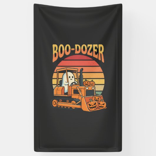 Boo-Dozer Halloween Geest Pompoen Bulldozer Spandoek (Verticaal)