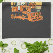 Boo-Dozer Halloween Geest Pompoen Bulldozer Theedoek (Gevouwen)