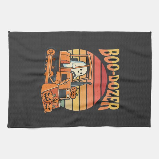 Boo-Dozer Halloween Geest Pompoen Bulldozer Theedoek (Horizontaal)