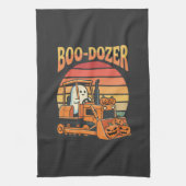 Boo-Dozer Halloween Geest Pompoen Bulldozer Theedoek (Verticaal)