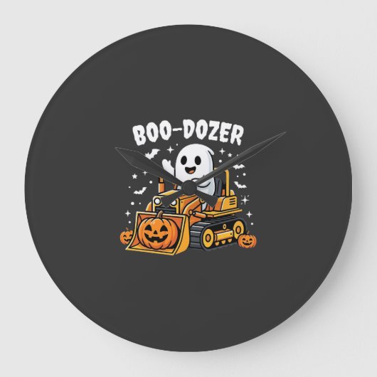 Boo Dozer Halloween Ghost Bulldozer_1 Grote Klok (Voorkant)