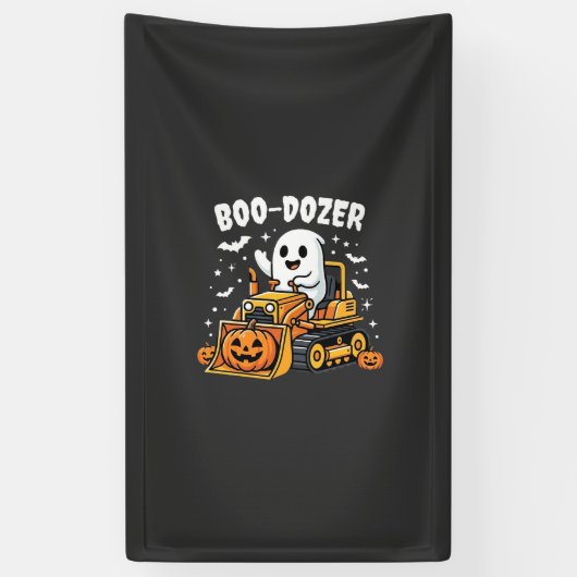 Boo Dozer Halloween Ghost Bulldozer_1 Spandoek (Verticaal)