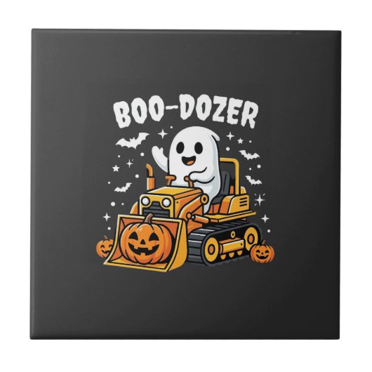 Boo Dozer Halloween Ghost Bulldozer_1 Tegeltje (Voorkant)