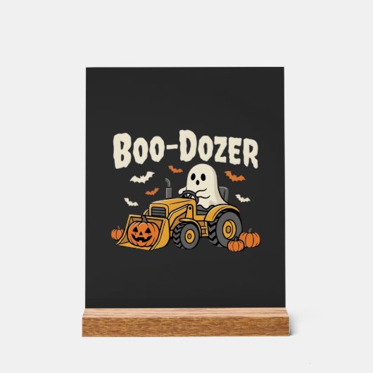 Boo-Dozer Halloween Ghost Bulldozer Ontwerp_1 Acryl Bord (Voorkant)