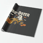 Boo-Dozer Halloween Ghost Bulldozer Ontwerp_1 Cadeaupapier (Uitgerold)