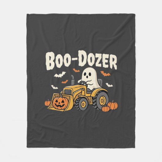 Boo-Dozer Halloween Ghost Bulldozer Ontwerp_1 Fleece Deken (Voorkant)