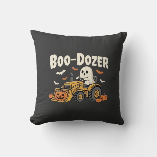 Boo-Dozer Halloween Ghost Bulldozer Ontwerp_1 Kussen (Voorkant)