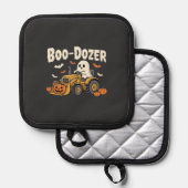 Boo-Dozer Halloween Ghost Bulldozer Ontwerp_1 Pannenlap (Voorkant / Achterkant)