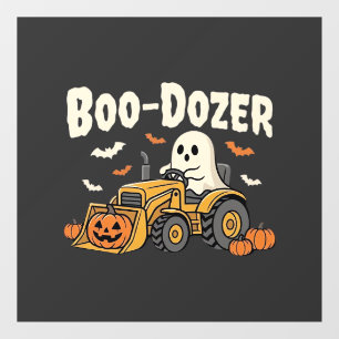 Boo-Dozer Halloween Ghost Bulldozer Ontwerp_1 Raamsticker