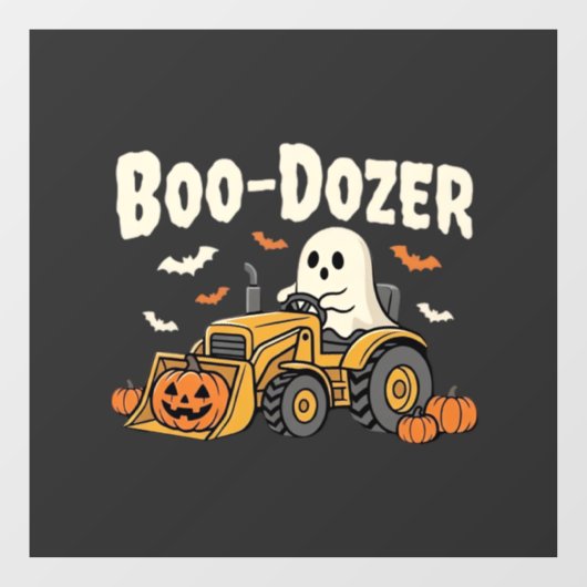 Boo-Dozer Halloween Ghost Bulldozer Ontwerp_1 Raamsticker (Vel)