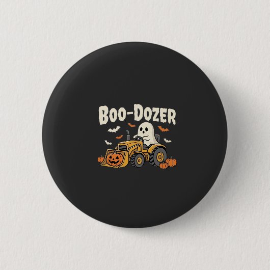 Boo-Dozer Halloween Ghost Bulldozer Ontwerp_1 Ronde Button 5,7 Cm (Voorkant)