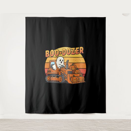 Boo Dozer Spoken Grappig Halloween Wandkleed (Voorkant)