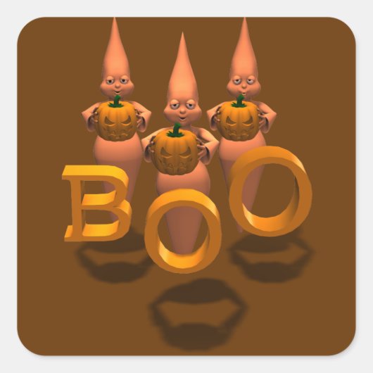Boo. Drie Cute Ghosties Vierkante Sticker (Voorkant)