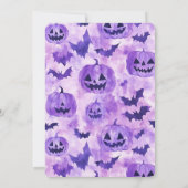 Boo Due Paarse pompoenvleermuis Halloween Baby sho Kaart (Achterkant)