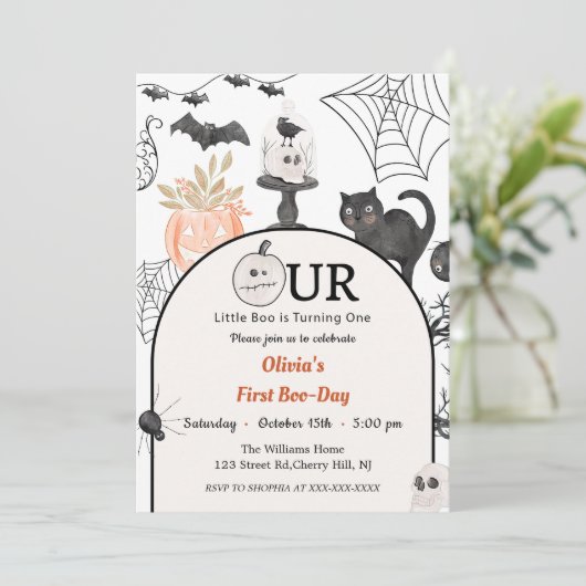 Boo Eerste Verjaardag Onze Kleine Boo Is Draaien E Kaart (Staand voorkant)