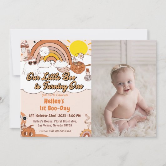 Boo Eerste Verjaardag Onze Kleine Boo Is Draaien E Kaart (Voorkant)