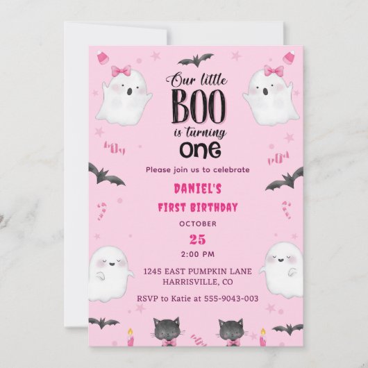 Boo Eerste Verjaardag Onze Kleine Boo Is Draaien E Kaart (Voorkant)