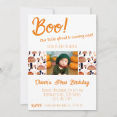 Boo Eerste Verjaardagspaddenstoelen Halloween Herf Kaart (Voorkant)