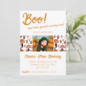 Boo Eerste Verjaardagspaddenstoelen Halloween Herf Kaart (Staand voorkant)