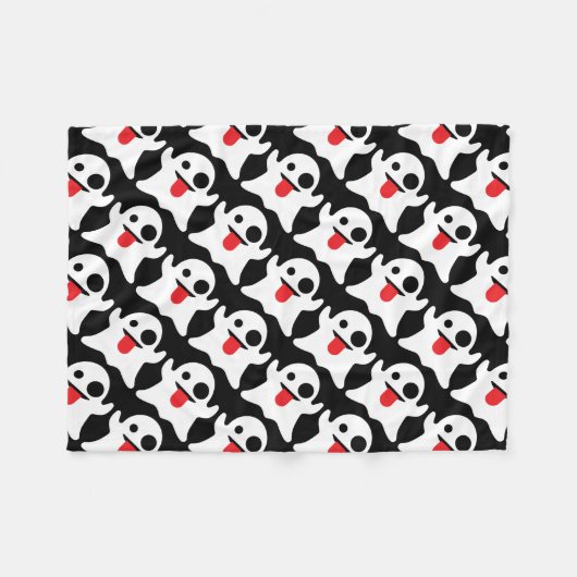 Boo Emoji Ghost Fleece Deken (Voorkant (Horizontaal))